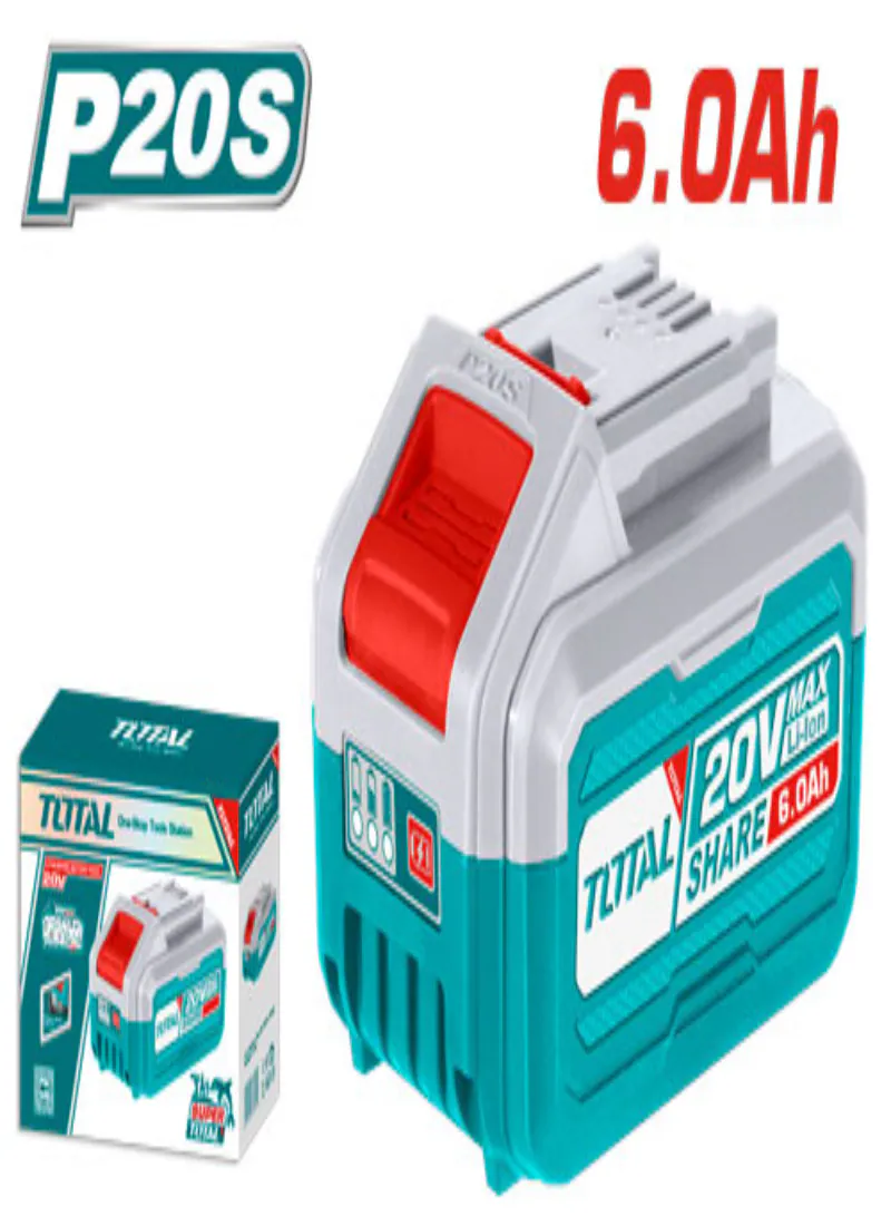 Total 20V 6.0Ah Lithium-Ion Battery Pack with LED Indicator (P20S Compatible)