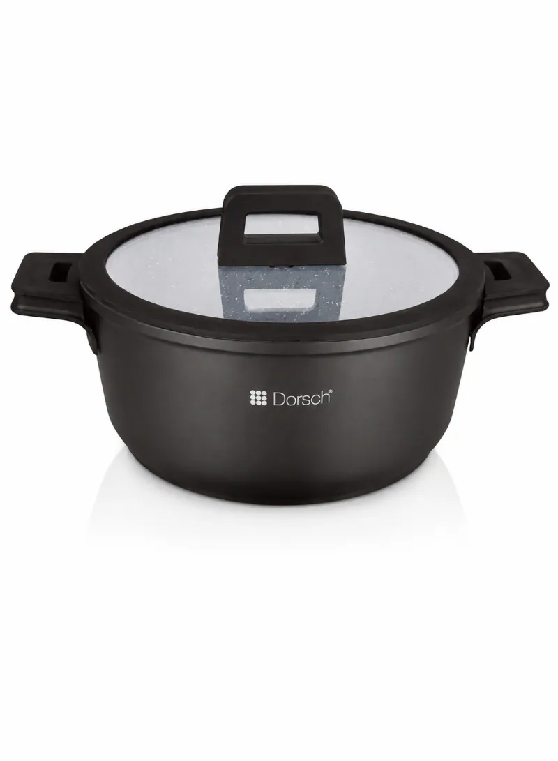 Dorsch Casserole Ø26cm – 5.2L | Marble Ceramic Non-Stick with Glass Lid