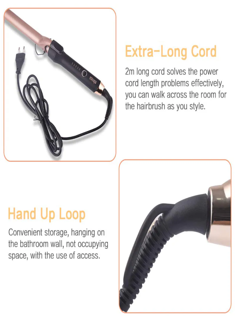 DSP 20106 Professional Hair Curler 19mm – Ceramic Coating Curling Iron with PTC Heating & Temperature Control 4