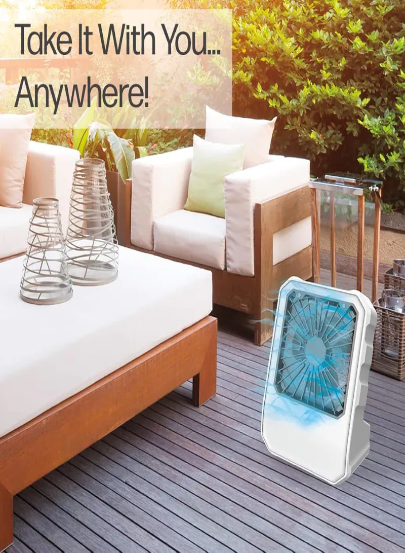 مبرد هواء خارجي محمول Arctic Air Outdoor – مبرد تبخيري لاسلكي قابل للشحن عبر USB مع 4 سرعات ومقبض حمل مدمج 4