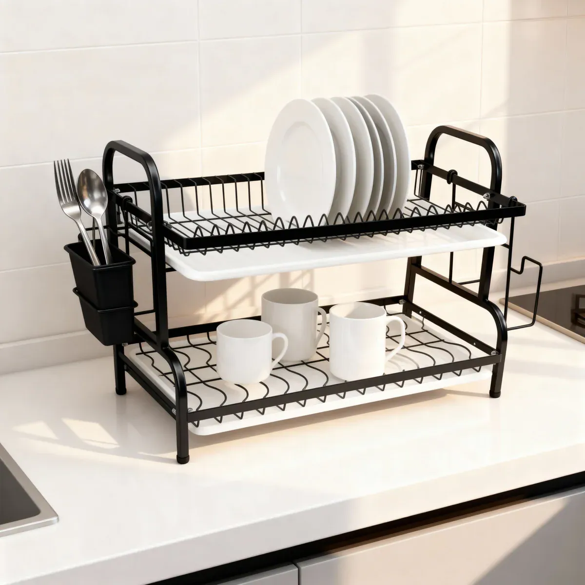 Compact 2-Tier Dish Drying Rack 2