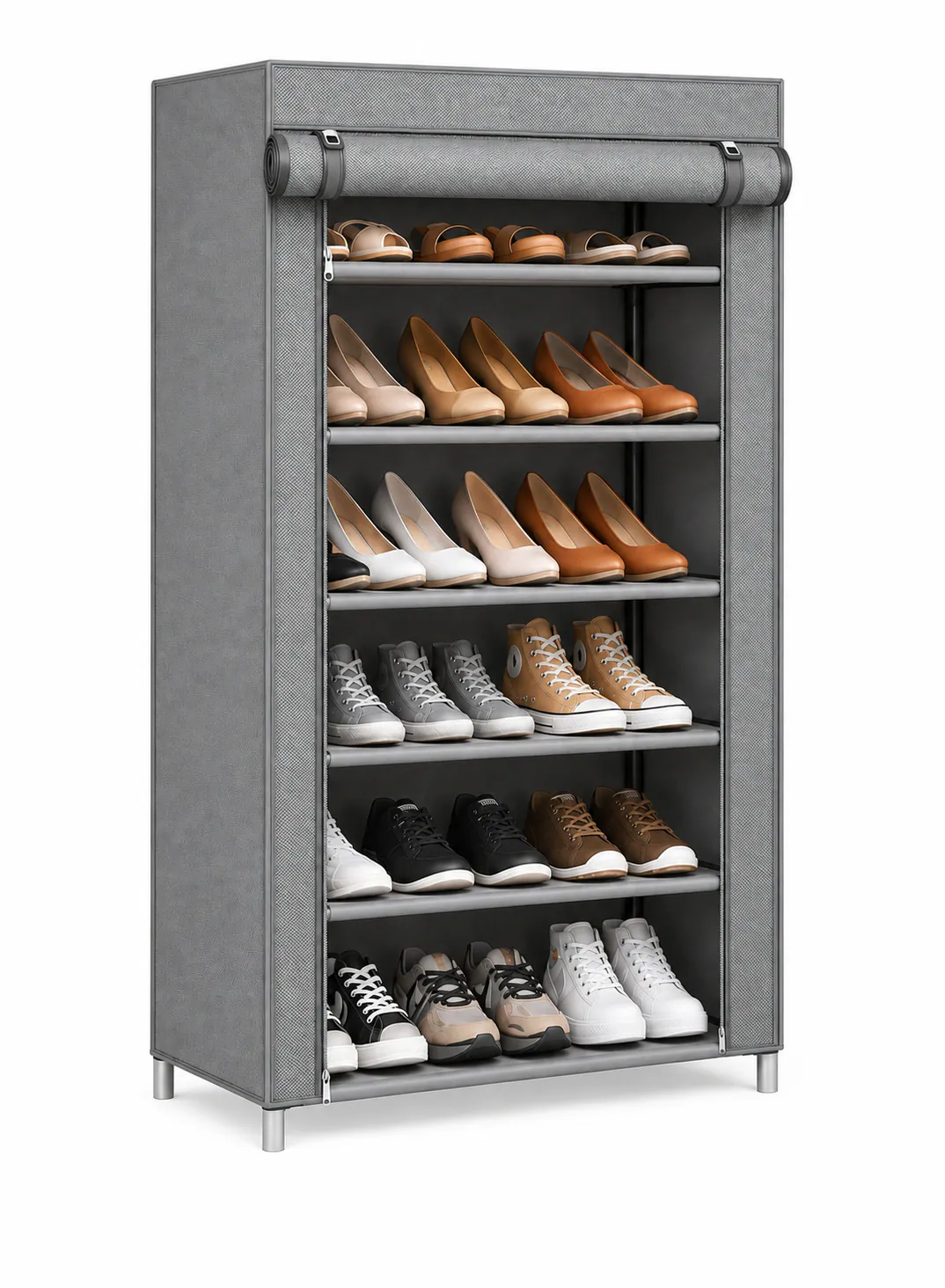 Portable 7-Tier Shoe Rack with Fabric Cover – 58 × 30 × 107 cm