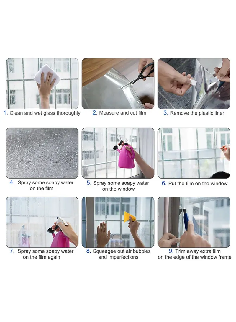 Floral Frosted Window Privacy Film – Silver Transparent Design, 5m × 60cm 4