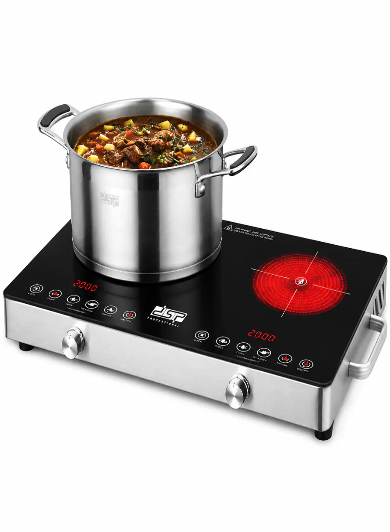 DSP KD5079 2000W Infrared Cooker – Dual Zone Electric Cooker with 10 Heat Settings & Touch + Knob Control