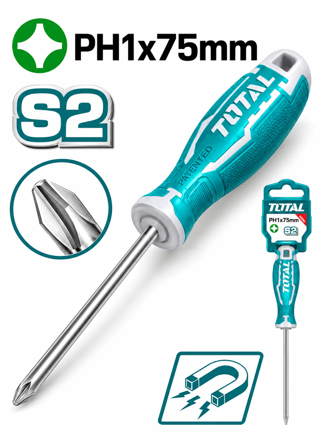 TOTAL Phillips PH1 Screwdriver – 5 × 75 mm