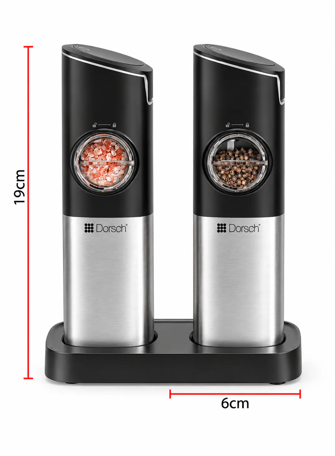 Dorsch Salt & Pepper Electric shakers - Gravity controlled 2
