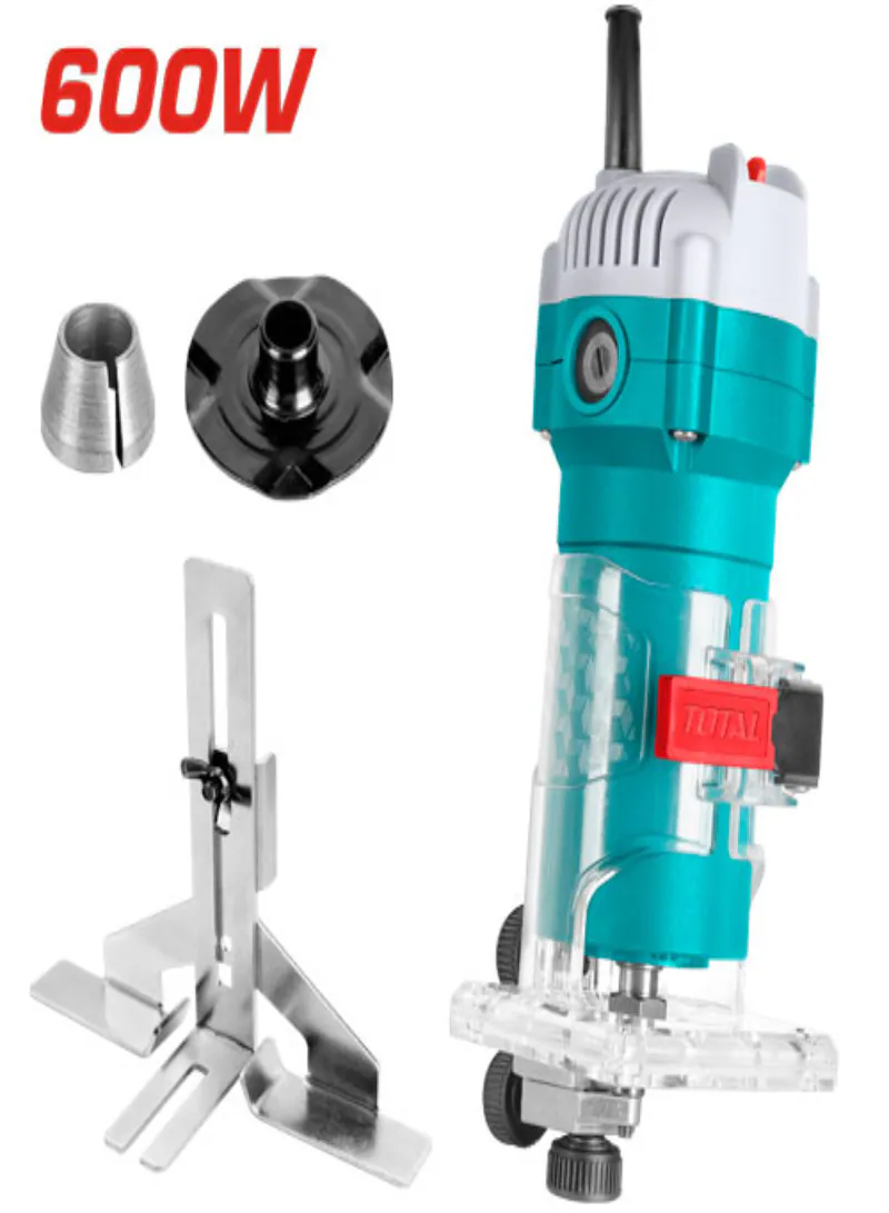 TOTAL 600W Compact Wood Router with Parallel Guide – 6mm & 1/4″