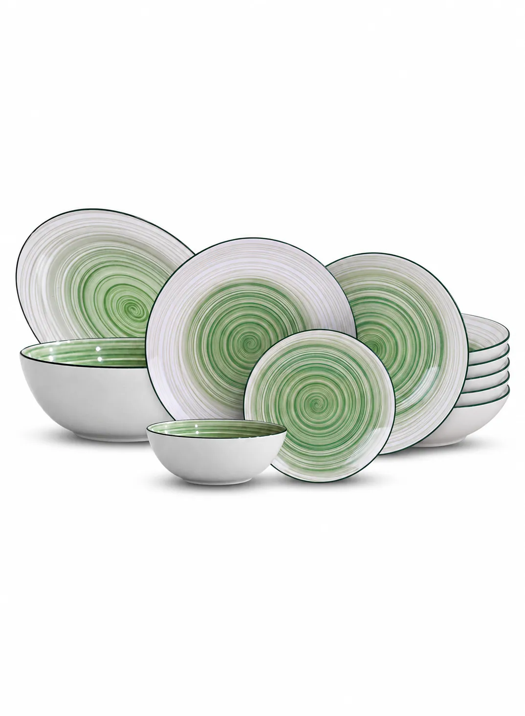 Dorsch Ripple Olive 26-Piece Porcelain Dinnerware Set – Service for 6