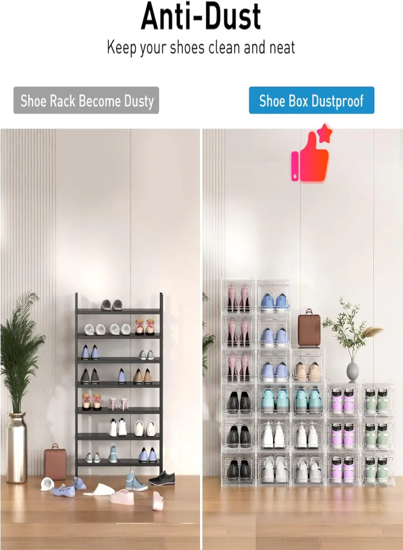 2-Pack Clear Stackable Shoe Storage Boxes – Heavy Duty Plastic Organizer 5