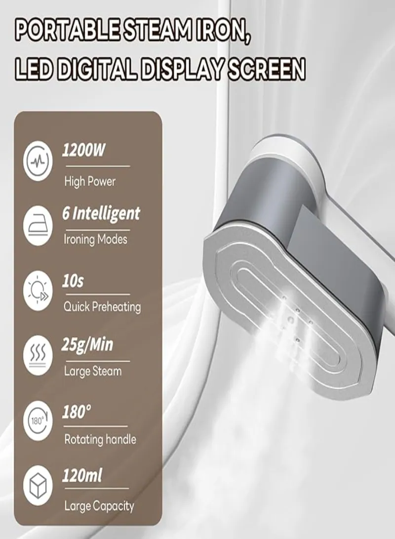 مكواة بخار محمولة للسفر – جهاز كيّ صغير 1200 واط مع 6 أوضاع ذكية و تصميم قابل للطي 6