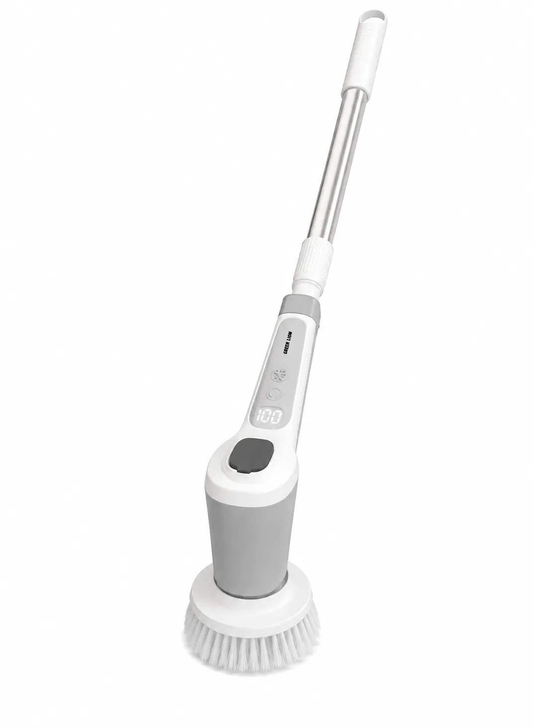 Green Lion Sonic Spinner 5-in-1 Electric Spin Scrubber 60W with Telescopic Handle, Spray Tank & 5 Cleaning Heads – White