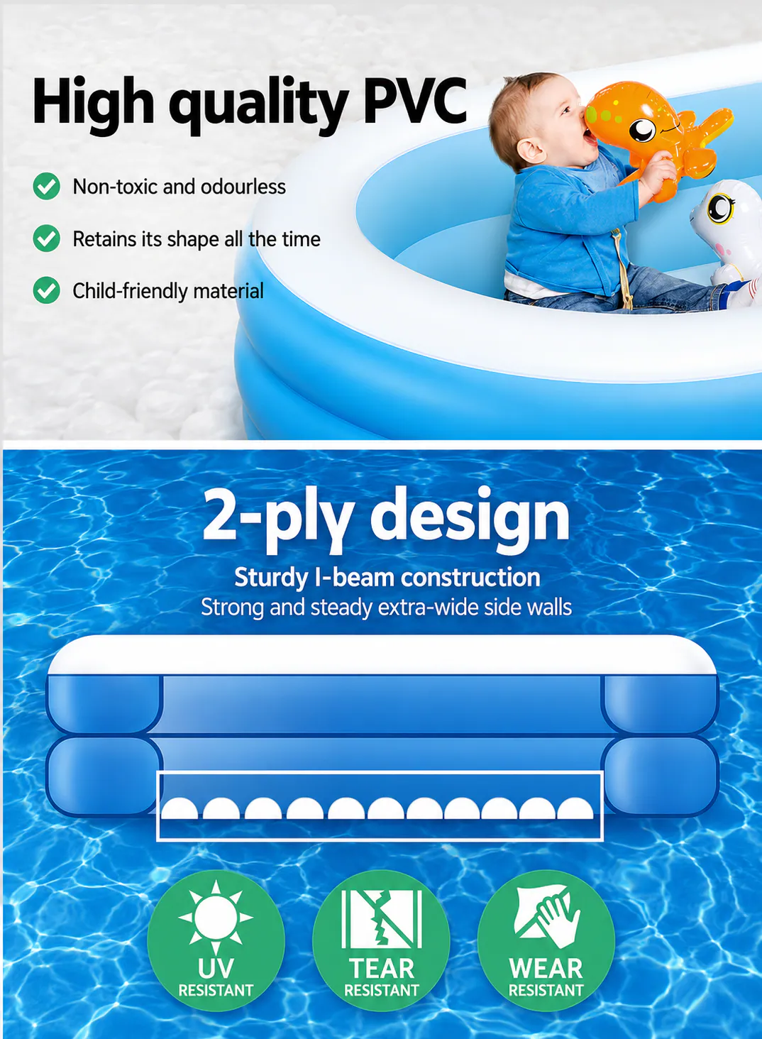 Bestway The Big Lagoon Family Inflatable Pool 2.62 × 1.57 × 0.46m, 544L – Multicolor (54117) 5