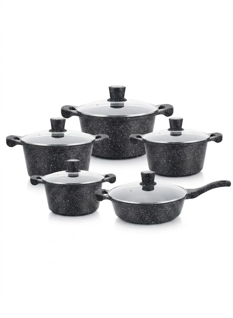 PHISMA Granite Cookware Set – 10 Pieces Non-Stick Cooking Pots Set
