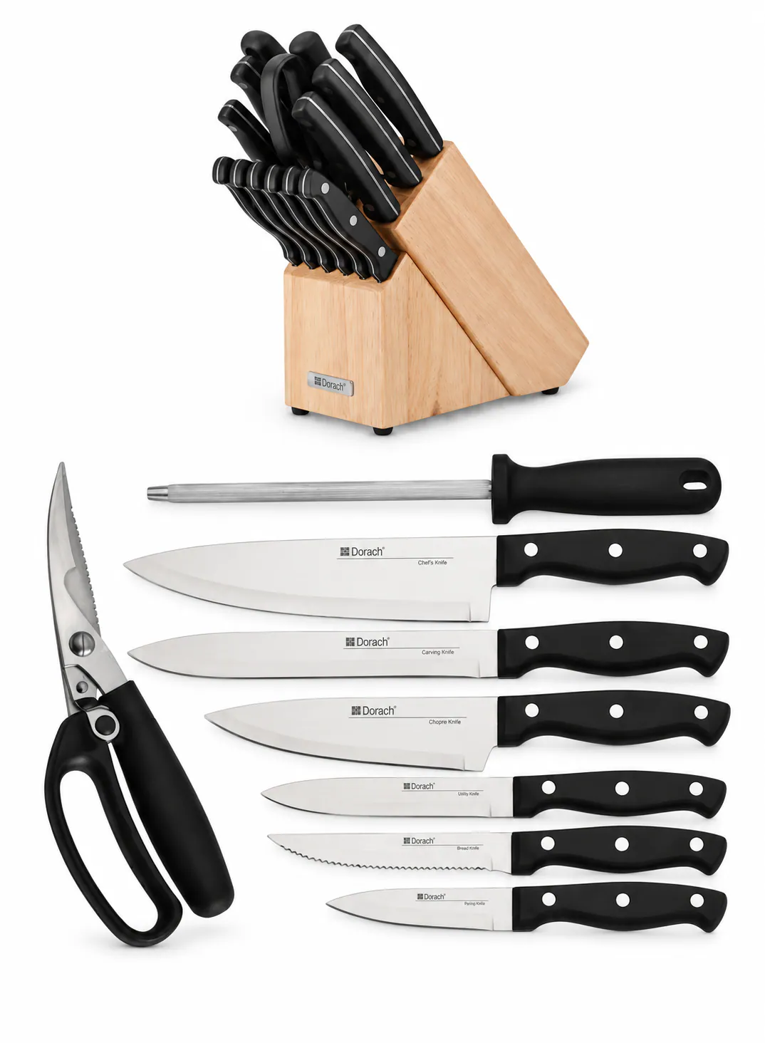 Dorsch 14-Piece New Classic Knife Set – Premium Stainless Steel Knives with Elegant Storage Stand 2