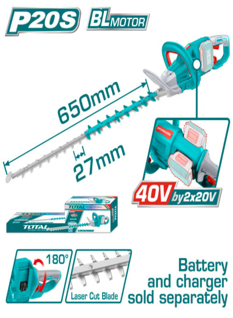 Total 40V Brushless Cordless Industrial Hedge Trimmer (Tool Only)