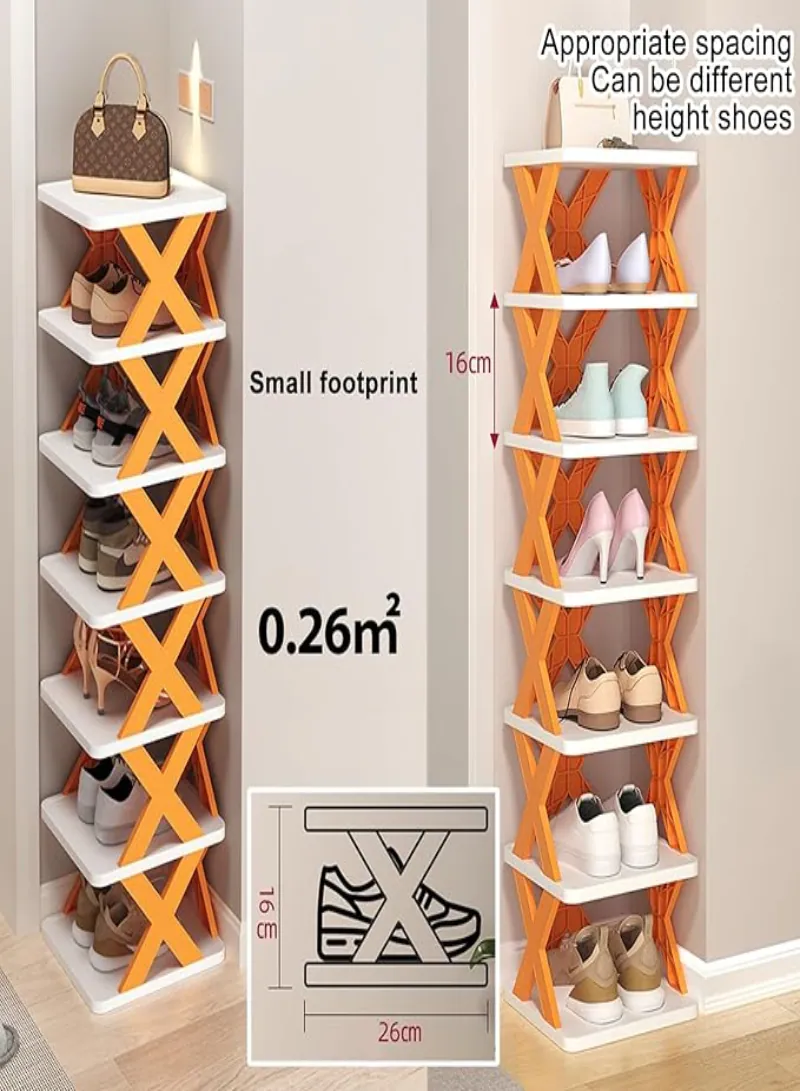 Stackable Small Shoe Rack – 6/7 Tier Space-Saving Shoe Organizer for Shoes & Boots, Easy Assembly 7