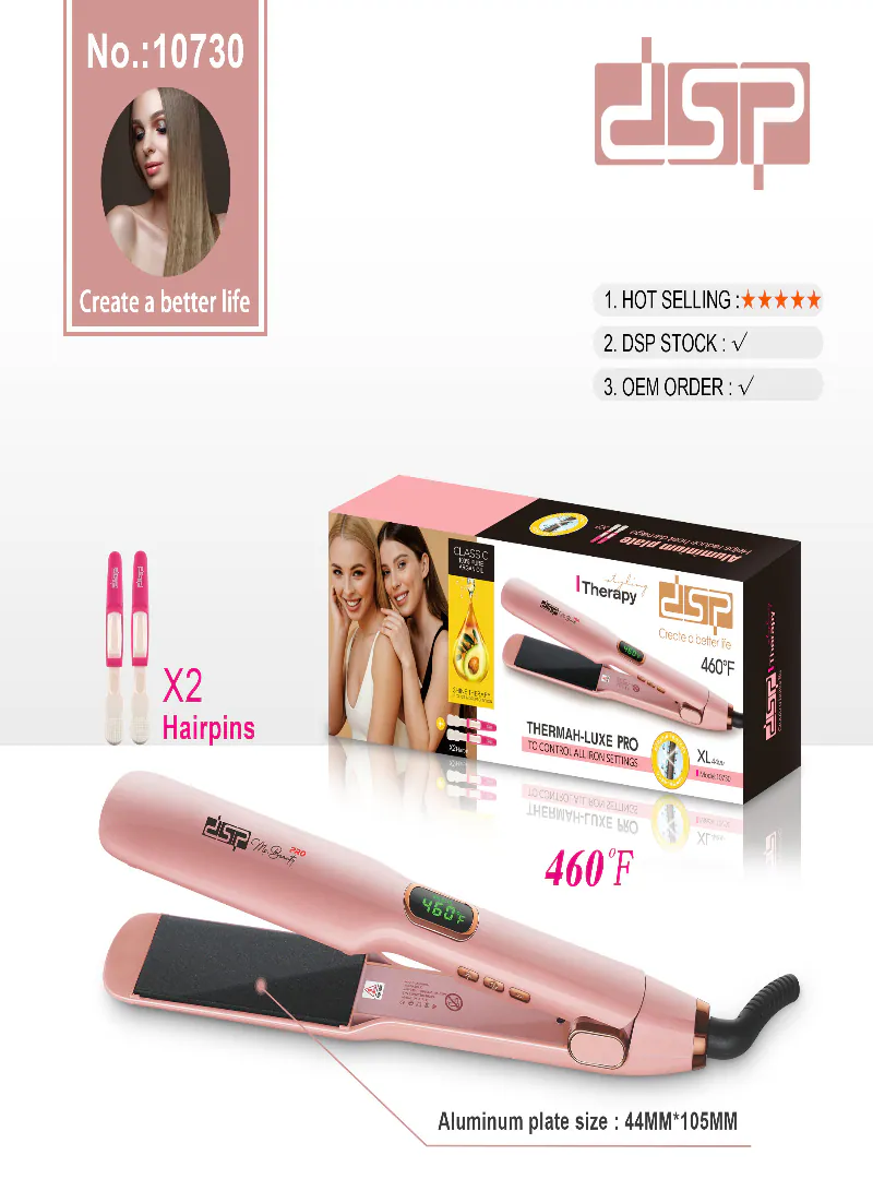 DSP 10730 Professional Hair Straightener – Flat Iron Salon Straightener with LCD Display & 6 Temperature Settings 4