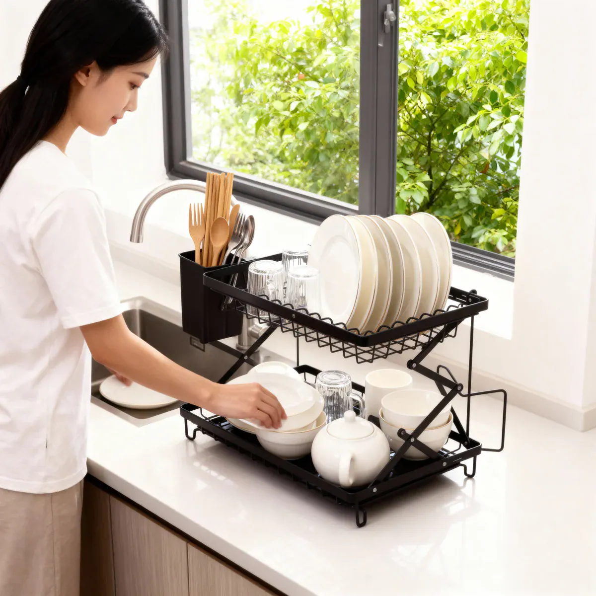 Dual-Layer Dish Drying Rack 3