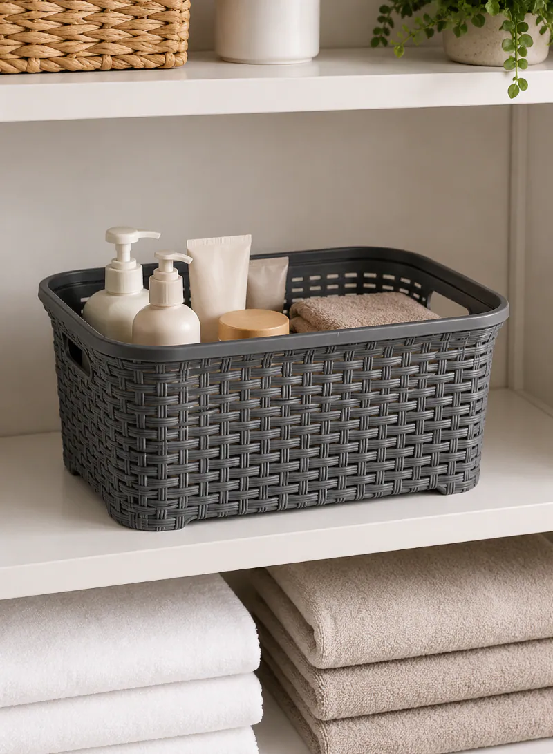 35L Rattan Basket – Plastic Storage Basket 550 × 360 × 250 mm