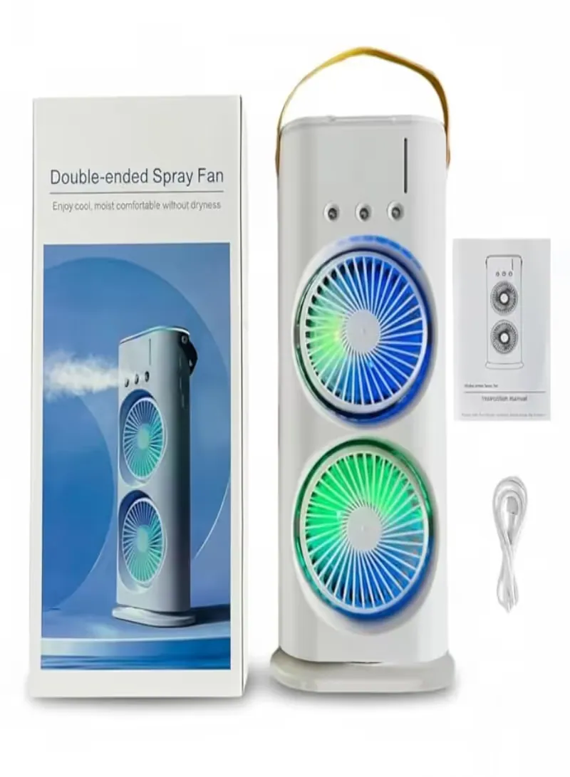 مبرد هواء محمول USB بمروحتين ورذاذ ماء – خزان 300 مل مع إضاءة LED 3