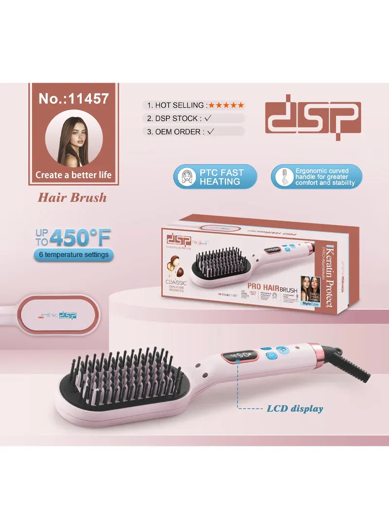 DSP 11457 Fast Heating Hair Straightening Brush – LCD Display with 6 Temperature Settings 2