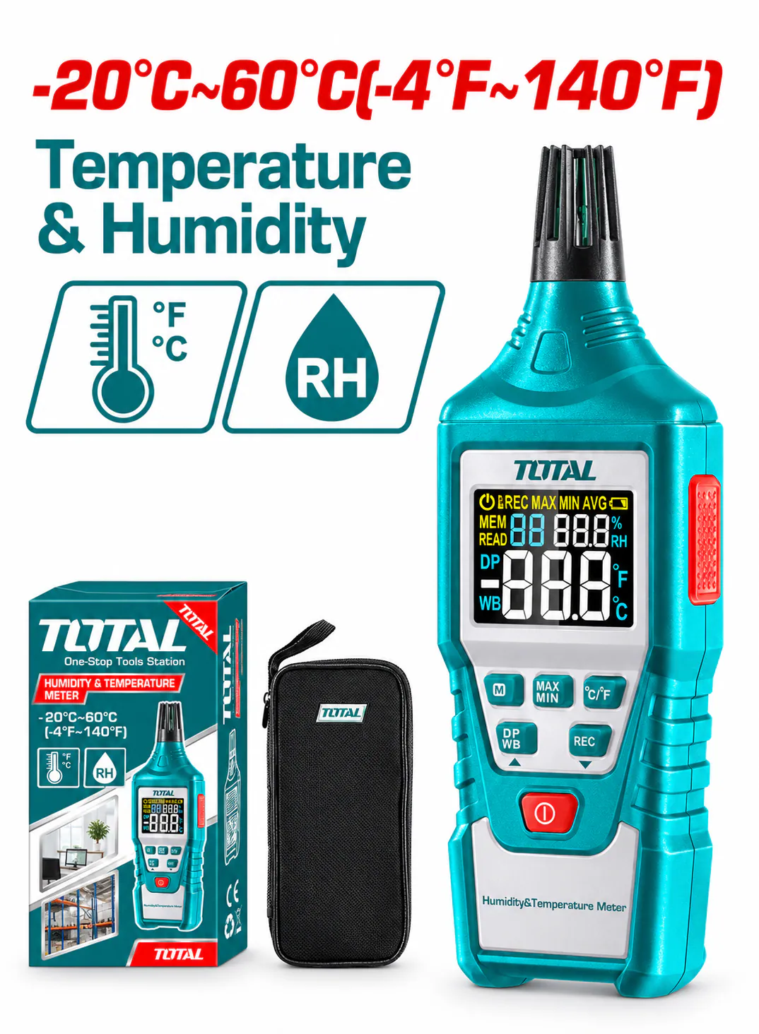 TOTAL Digital Temperature & Humidity Meter – -20°C to 60°C
