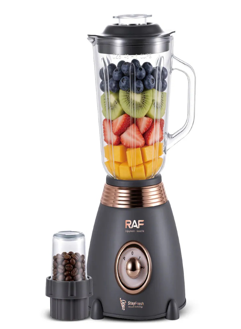 خلاط كهربائي RAF R.2820 2 في 1 – قوة 450W مع كوب زجاج 1.5 لتر و6 شفرات