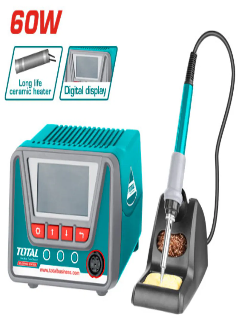 TOTAL 60W Digital Soldering Station – Adjustable Temperature Soldering Iron with Stand & Digital Display