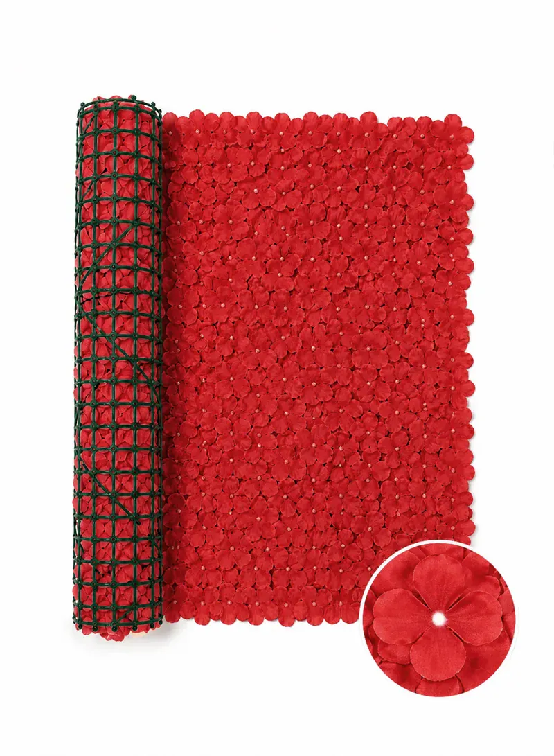 1 × 3m Artificial Hydrangea Flower Wall Panel – Indoor & Outdoor Wall Decoration (Red)