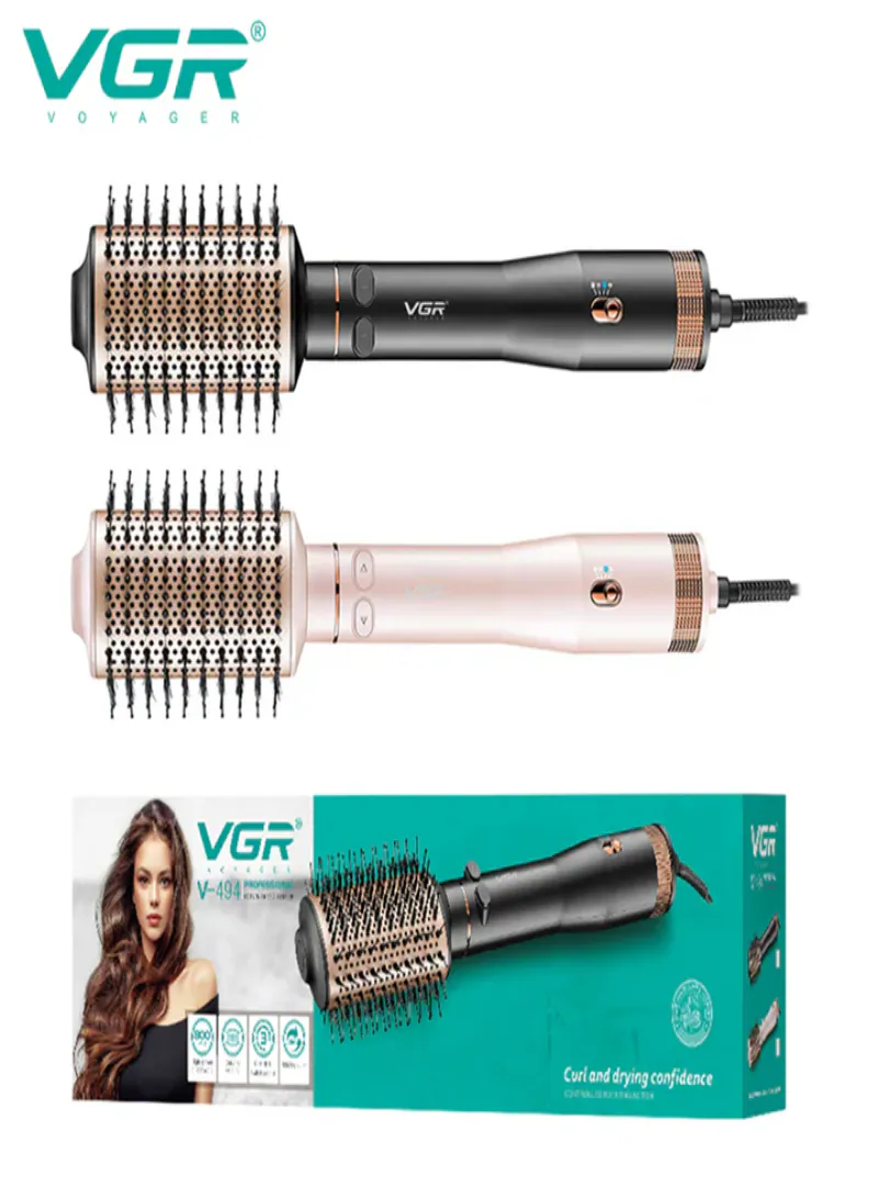 VGR Rotating Hot Air Brush Comb V-494 – Black