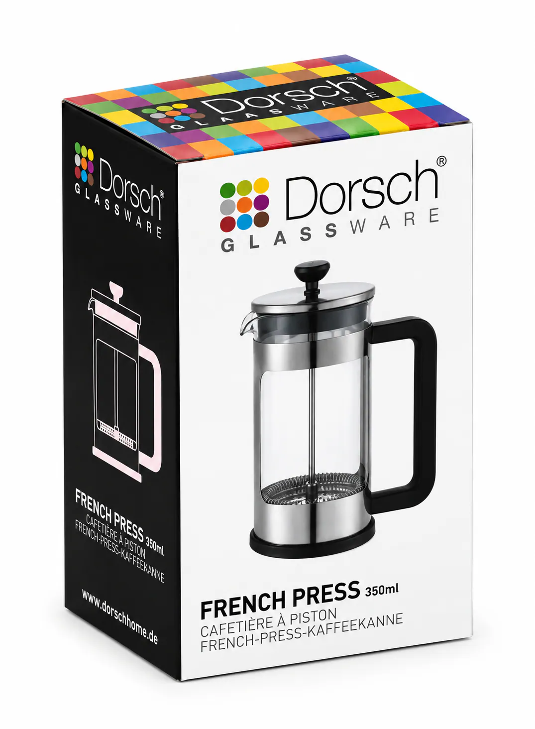 Dorsch 350ml Glass & Stainless Steel Coffee Press Kettle with Plastic Handle | Compact, Clean Brewing 2