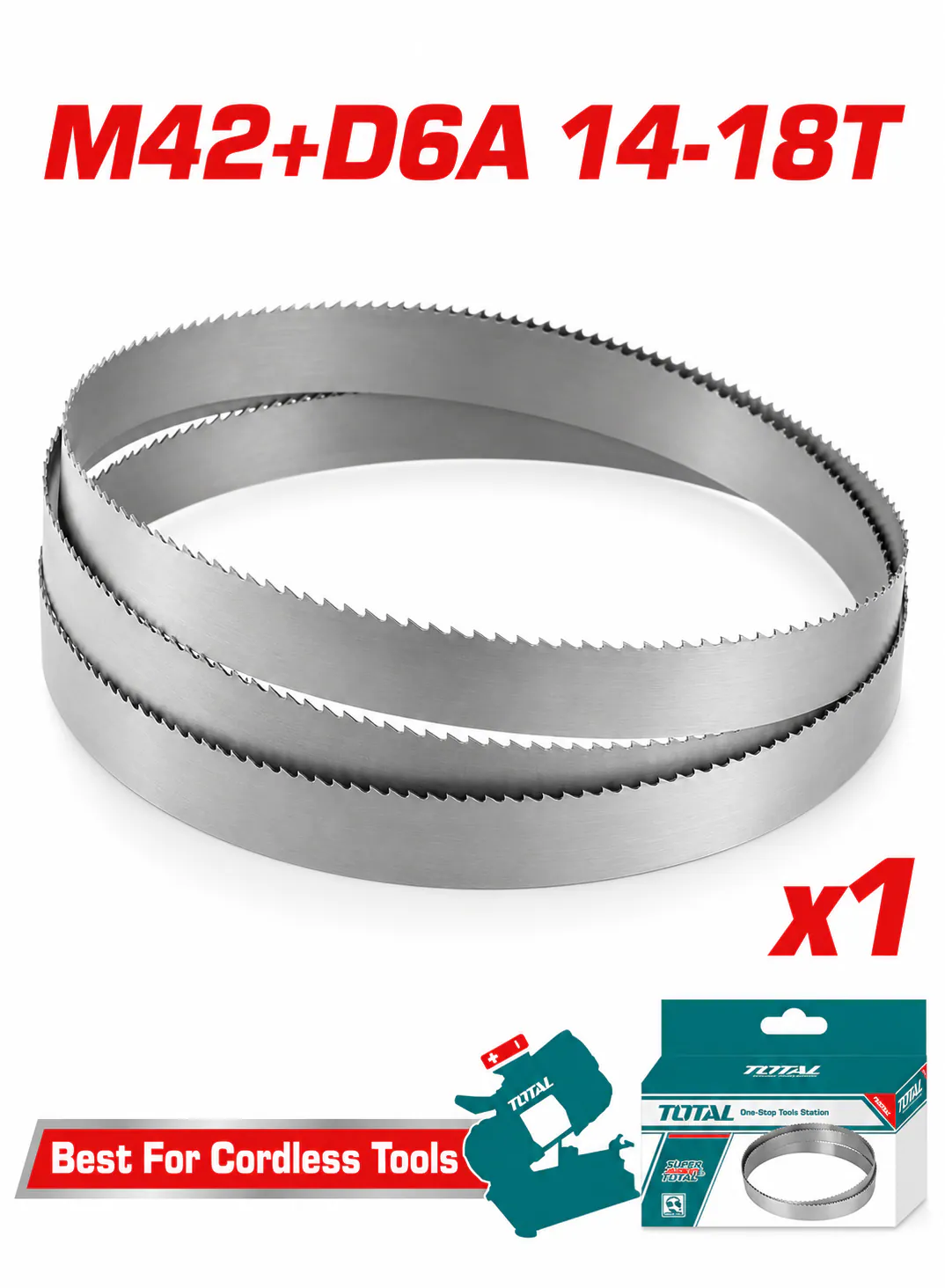 TOTAL Cordless Band Saw Blade – M42+D6A, 14–18 TPI