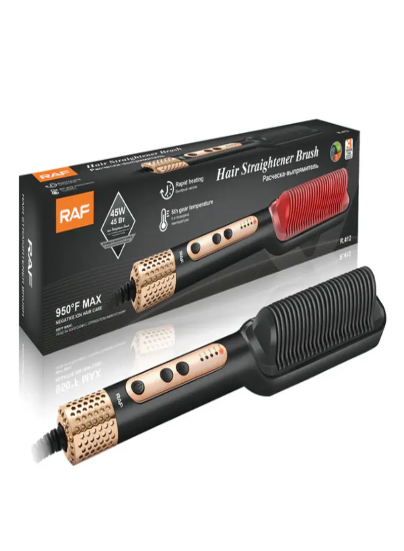 RAF R.412 Hair Straightener Brush – 45W Electric Hair Styling Brush