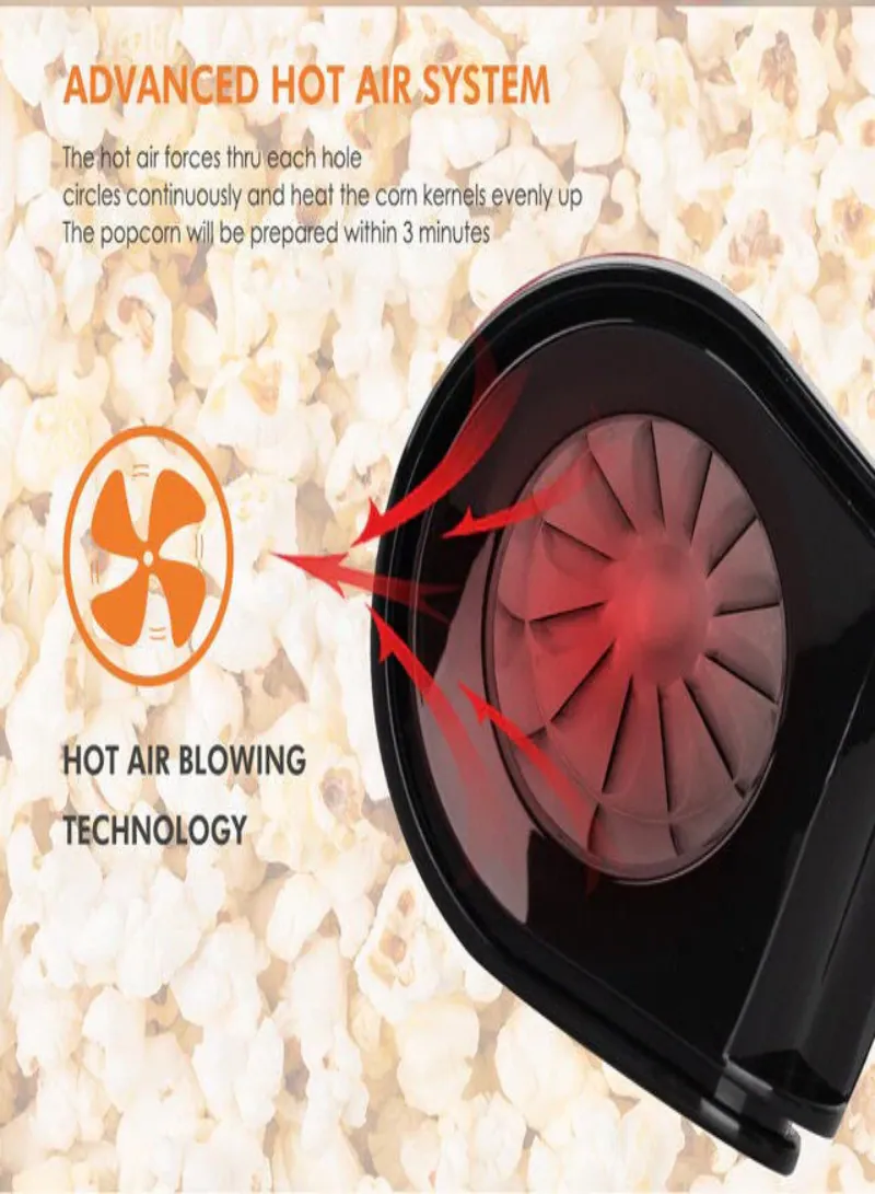 RAF Popcorn Machine Maker – 1200W Hot Air Popcorn Machine 4