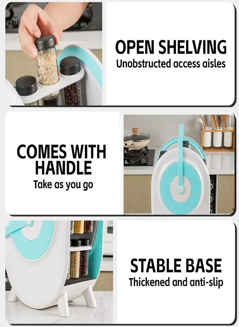 360° Rotating Spice Rack with 18 Jars – Compact Kitchen Seasoning Organizer with Stable Non-Slip Base 3