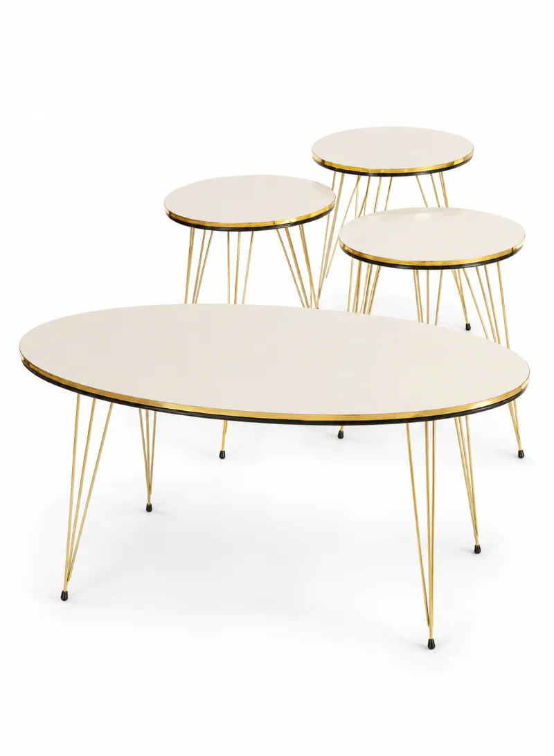 Modern Nesting Coffee Table Set - ( Beige - Double Side)