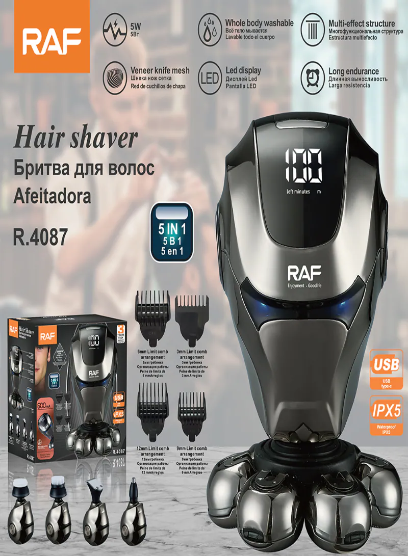 RAF R.4087 Electric Rechargeable Professional Hair Clipper – Low Noise USB Hair Trimmer 2
