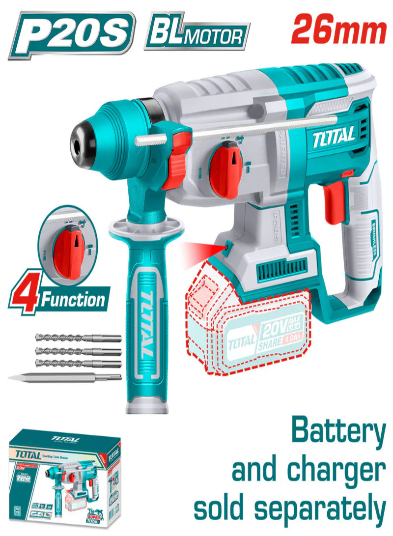 Total 20V Brushless SDS Plus Cordless Rotary Hammer (Tool Only) – Industrial