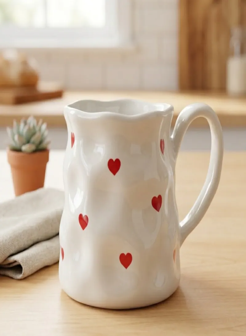 350ml Ceramic Bow Mug with Handle – Cute Aesthetic Coffee & Tea Cup – Elegant Gift Mug for Home & Office Use