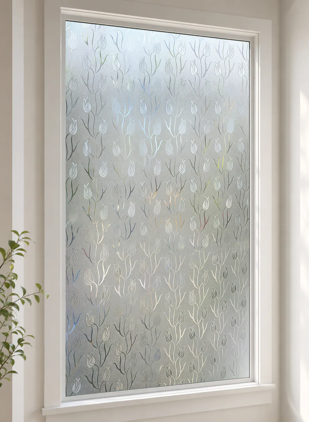 Tulip Frosted Window Privacy Film – Iridescent Transparent Design, 5m × 60cm