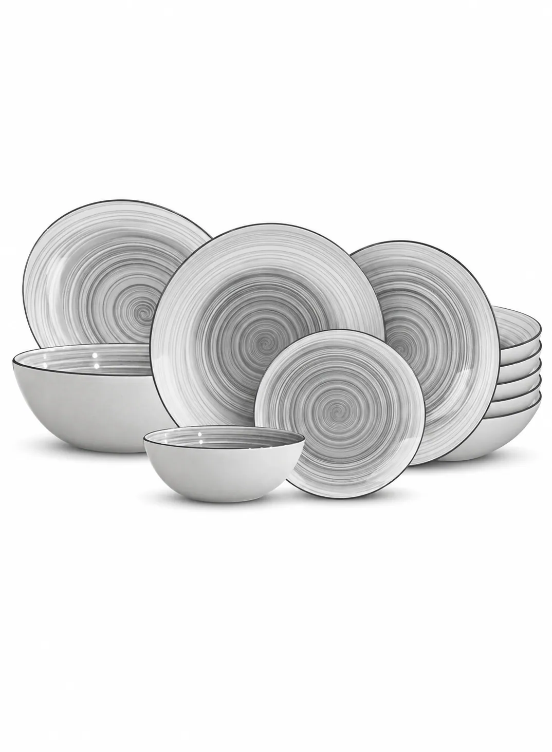 Dorsch Ripple Grey 26-Piece Porcelain Dinnerware Set – Service for 6