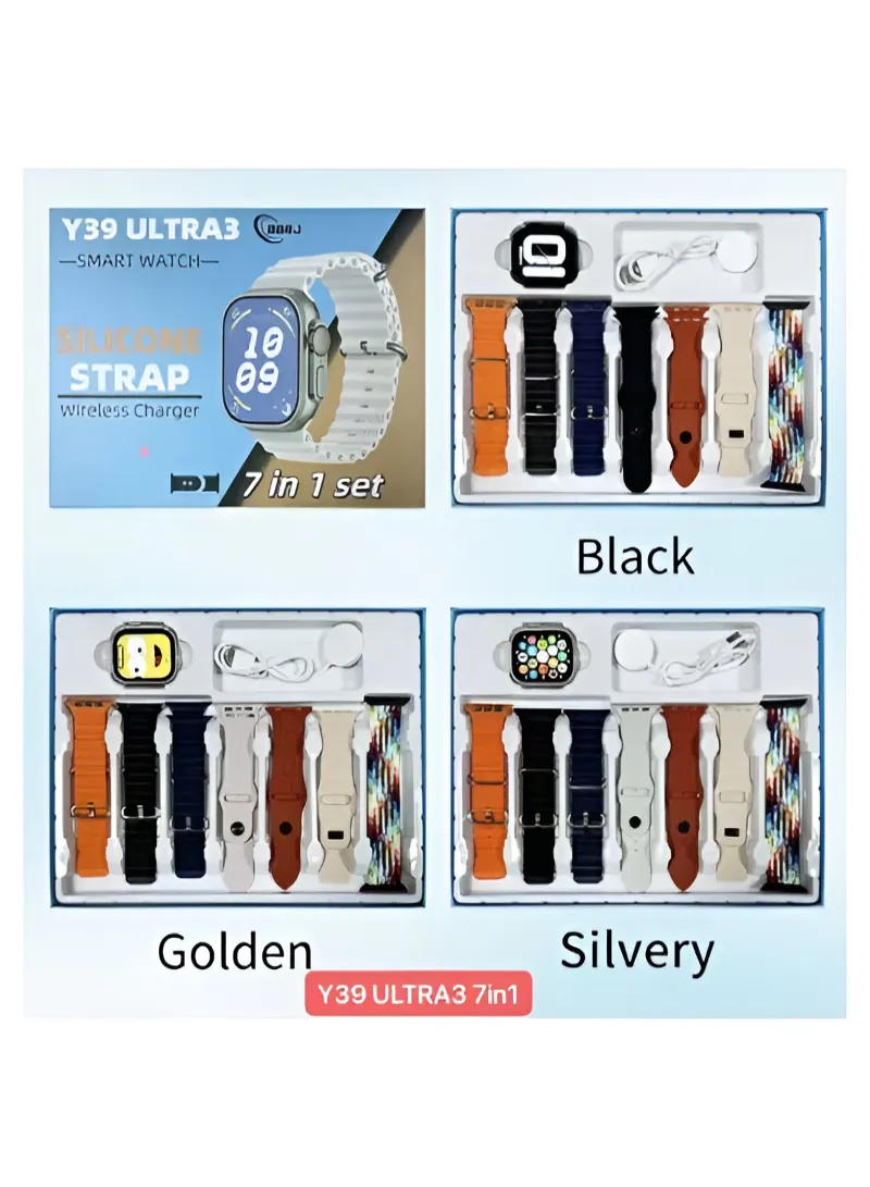 Y39 Ultra3 7-in-1 Smart Watch Set – Bluetooth Calling Smartwatch with 49mm HD Display