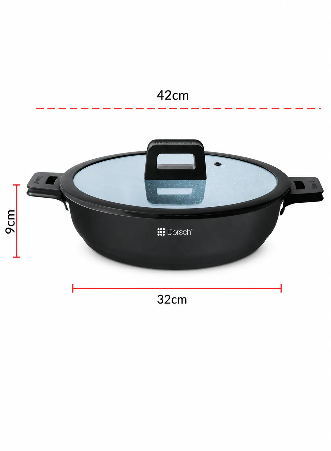 Dorsch Low Casserole Ø32cm | Marble Ceramic Non-Stick with Glass Lid 2