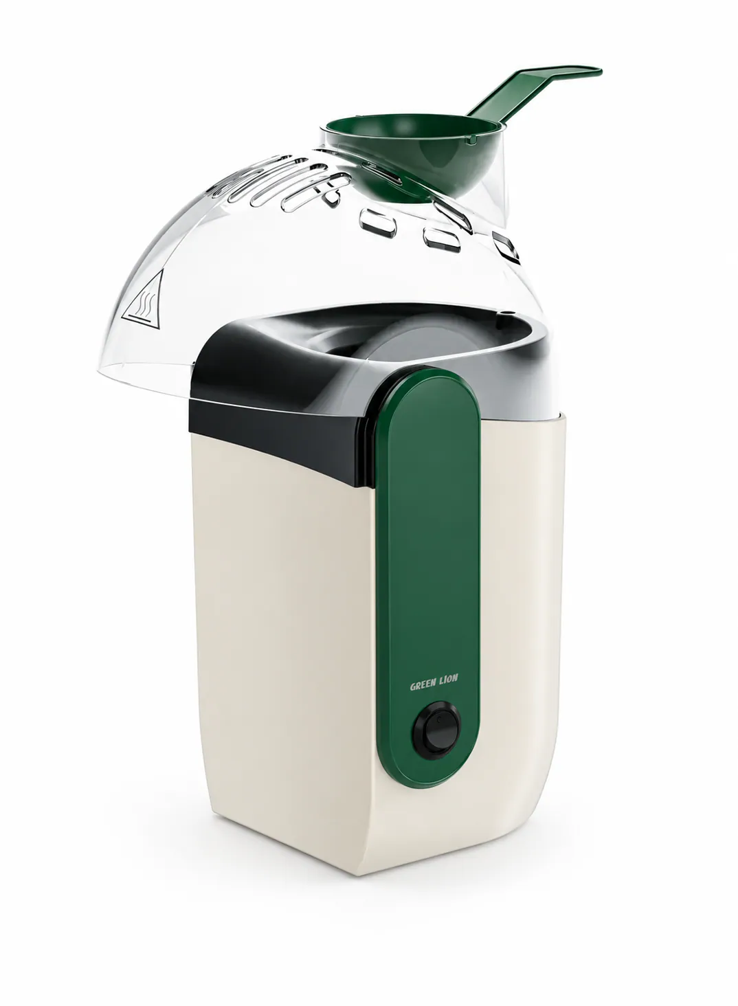 Green Lion Pop Mate Popcorn Maker 1200W with Hot Air Circulation & 60g Capacity – White