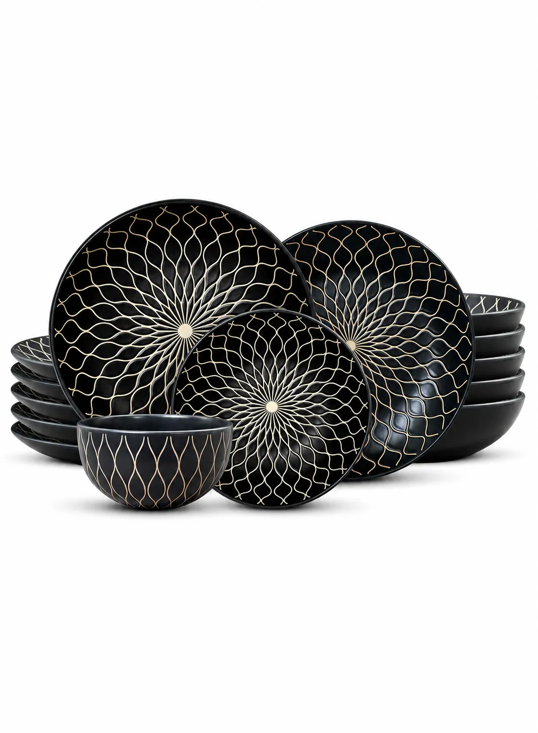 Dorsch Noir 24-Piece Stoneware Dinnerware Set – Service for 6