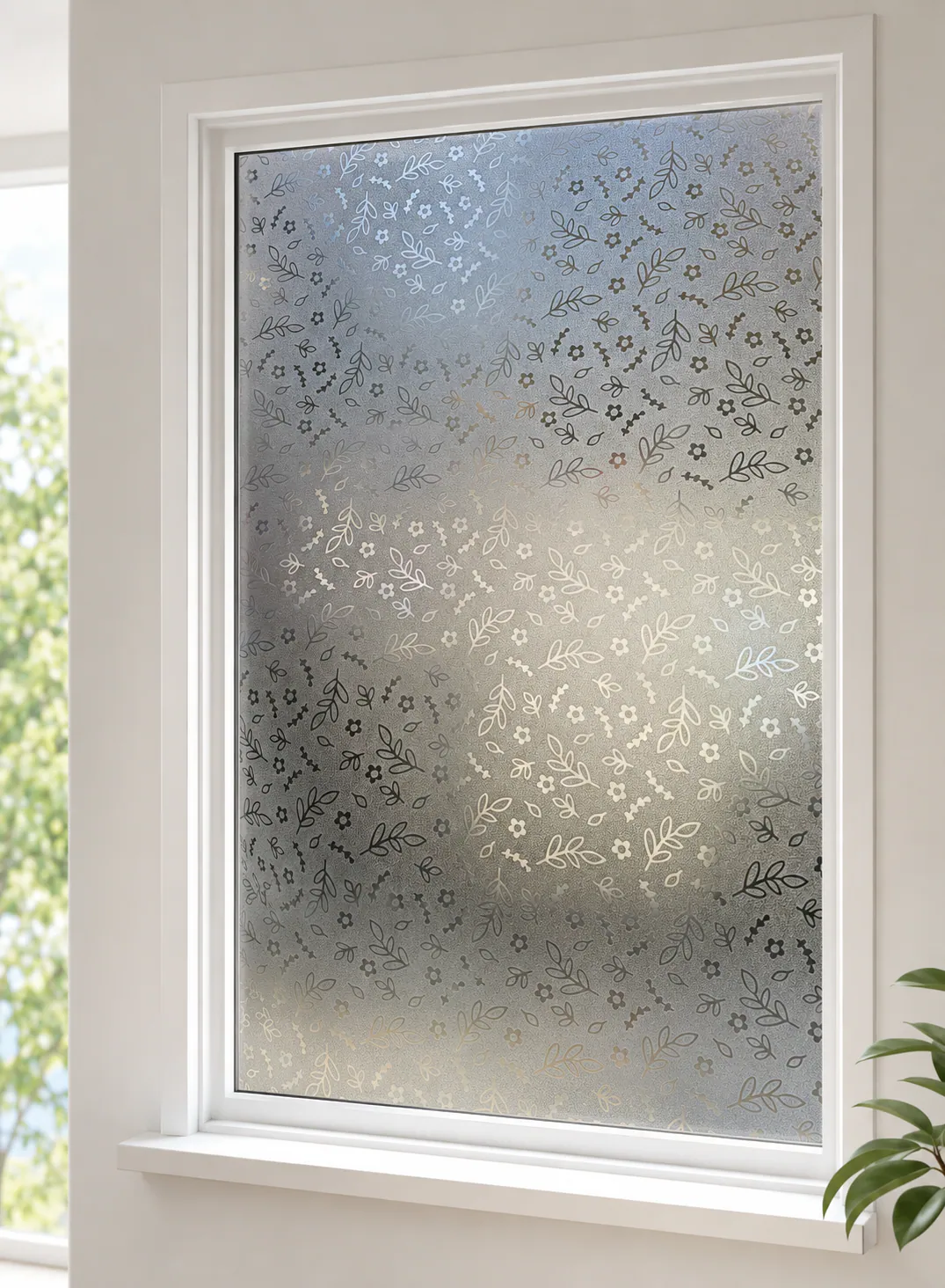 Floral Frosted Window Privacy Film – Silver Transparent Design, 5m × 60cm