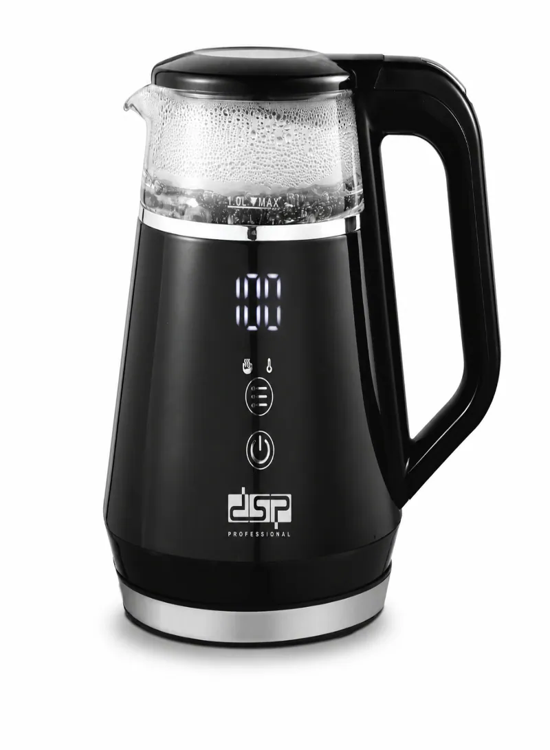 DSP KK1275 Cool-Touch Digital Kettle – 1.0L Electric Glass Kettle with 5 Temperature Settings & Keep Warm Function