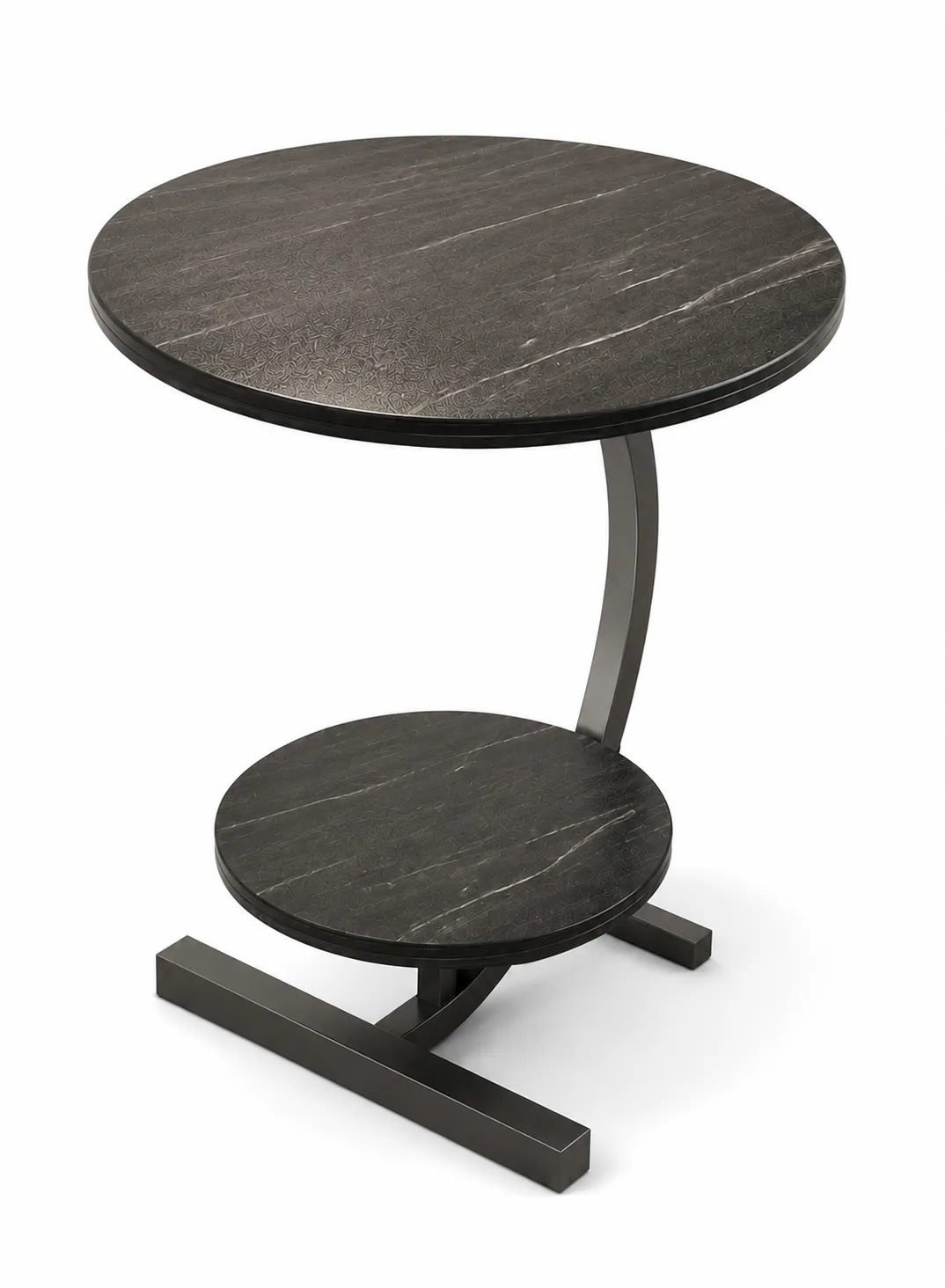 2-Tier C-Shaped Side Table with Storage Shelf – 62 × 40 × 30 cm