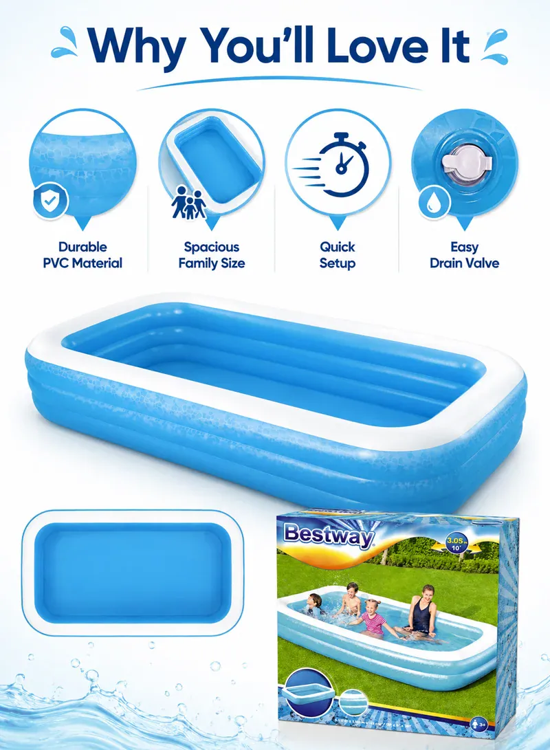 Bestway Rectangular Family Inflatable Swimming Pool 54009 – 305 × 183 × 56 cm 8