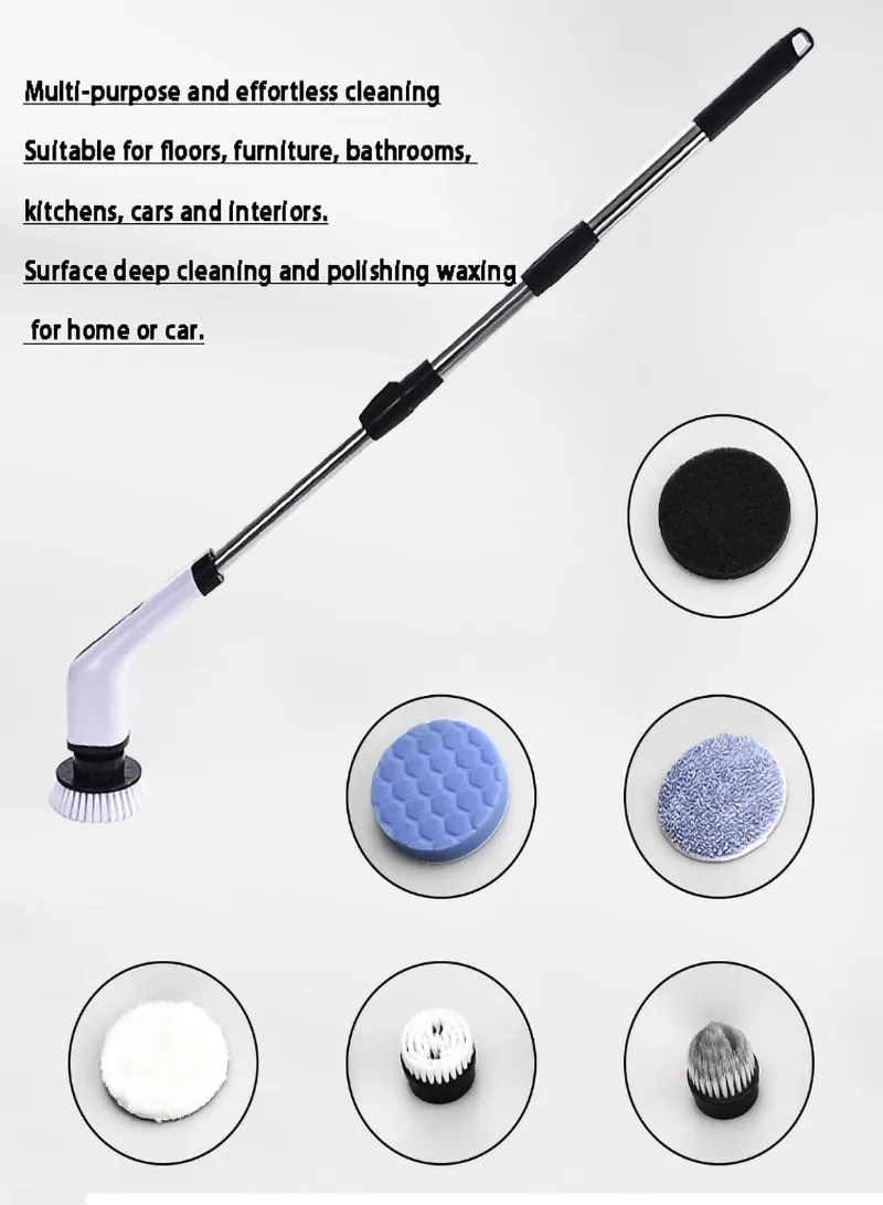 Electric Spin Scrubber 75W – Cordless Cleaning Brush with 8 Replaceable Heads, Digital Display & 2 Speeds 7
